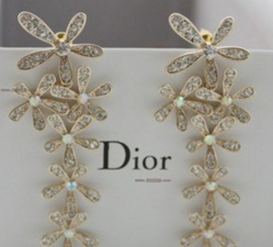 Dior stilio auskarai auksinės gėlės-snaigės
