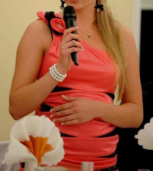 Persikine (Rožinė-oranzine) daili suknelė