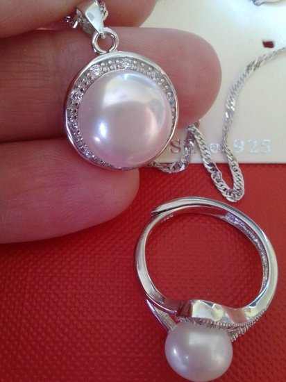 sidabrinis komplektas su perlais 