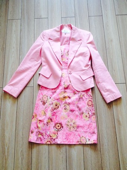 Nauja rožinė suknelė+švarkelis