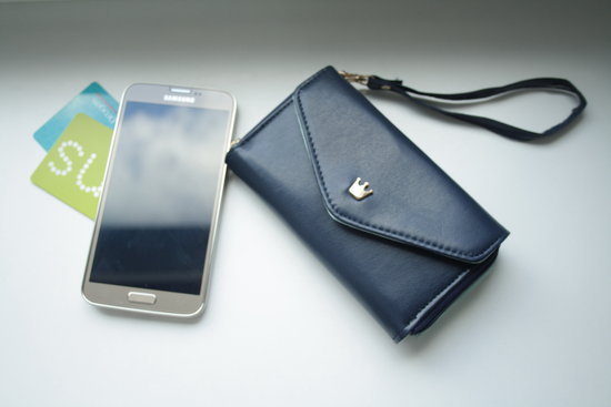 Nauja tamsiai mėlyna piniginė-mobiliam