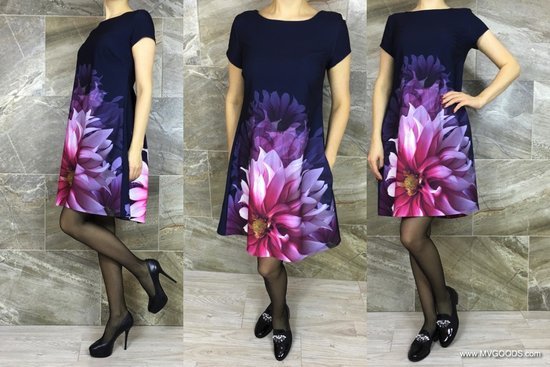 Stilinga suknelė „Flowers Sofi Blue“ 