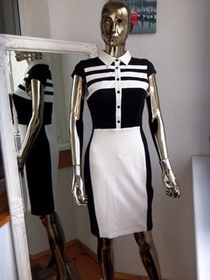 Nauja stilinga juoda balta suknele 