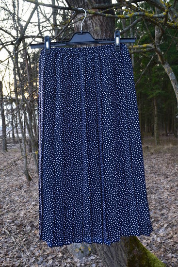 Tamsiai mėlynas sijonas su taškeliais