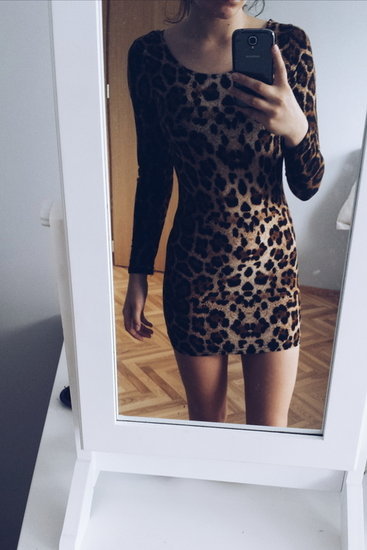 Leopardinė Aptempta Sexy Suknelė