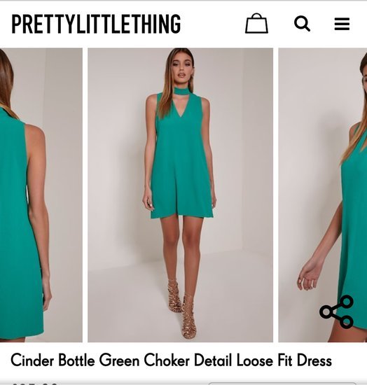 Žalia laisva suknelė su chokeriu