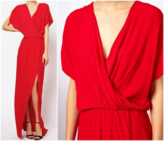 MANGO ilga raudona suknelė