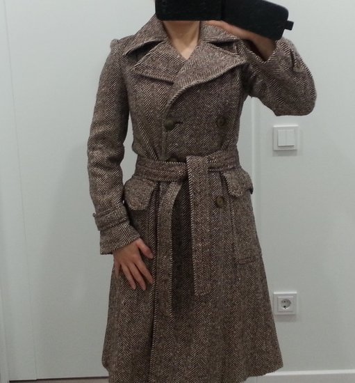 Rudas vilnonis paltas, 34-36 dydžio
