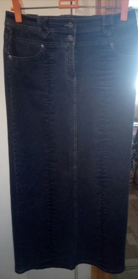 Ilgas tamsiai - mėlynas džinsinis sijonas S.Oliver