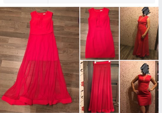 Raudona dviejų dalių suknelė