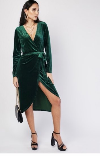 Velvetine suknele žalia spalva su etiketem dydis S