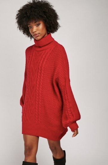 Raudonas Ilgas megztinis suknele dydis S-M naujas 