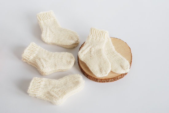 Vilnonės kojinės kūdikiui, 8-9cm
