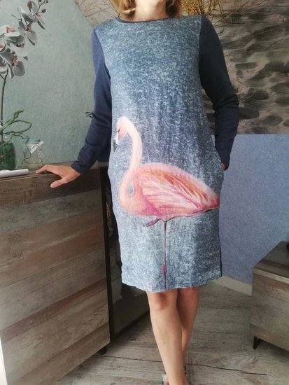 Suknelė su flamingo