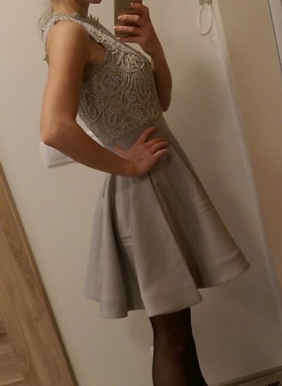Pilka kokteilinė suknelė