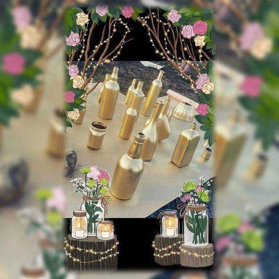 Nuomoju auksinius butelius vazas dekorui