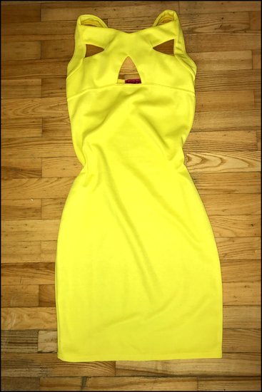 Boohoo mini geltona suknelė