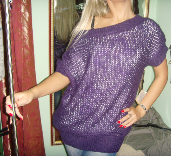 Naujas violetinis megztinis/liemenė