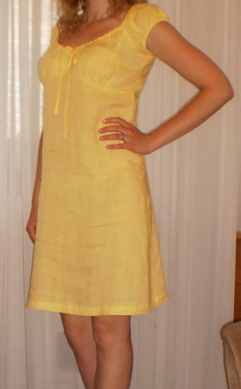lininė geltona suknelė