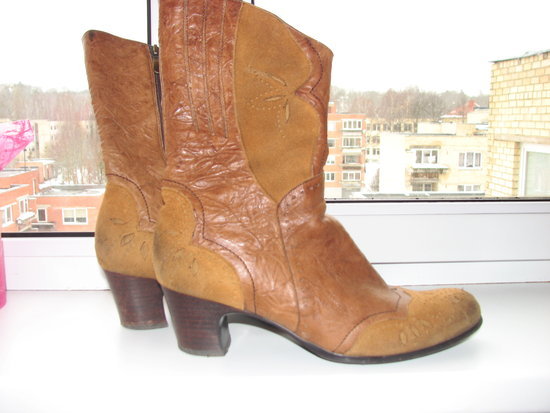 kaubojiski rudi odiniai batai