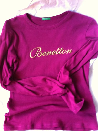Violetinės spalvos Benettono marškinėliai