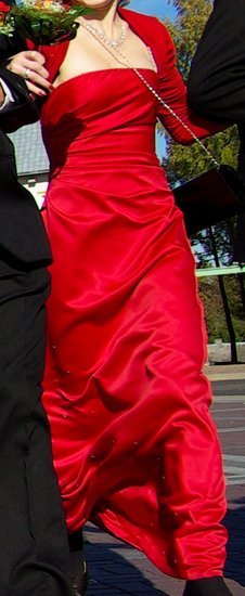 Raudona ilga suknele