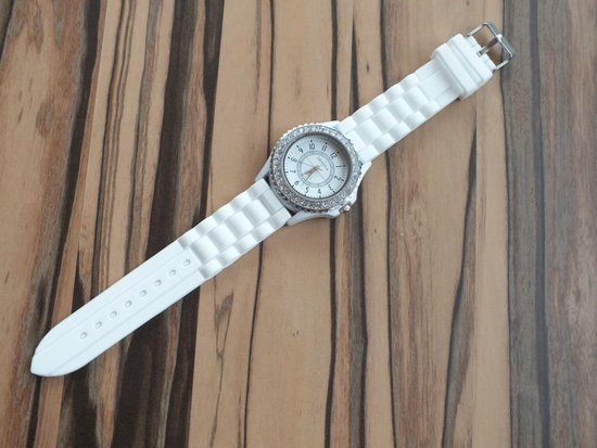 Moteriškas baltas silikoninis laikrodis