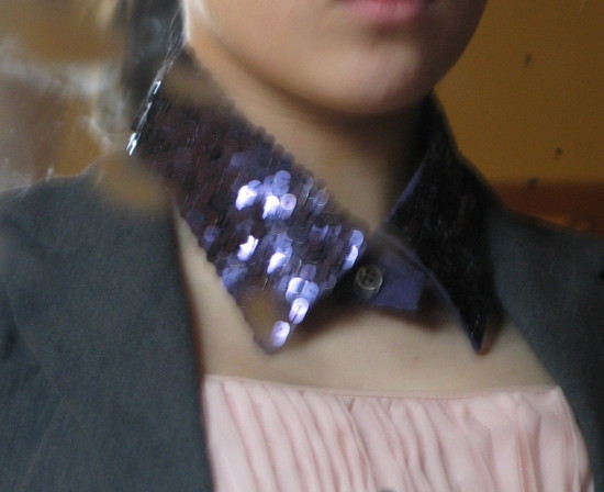Apykaklė Collar siuvinėta violetiniais karoliukais