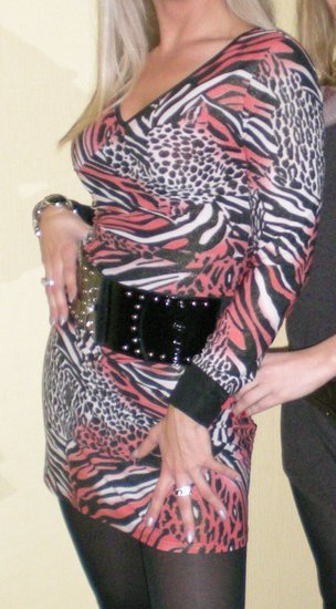 Roberto Cavallio style margo rašto suknelė