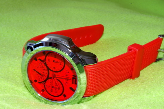 Raudonas masyvus moteriškas Anton laikrodis