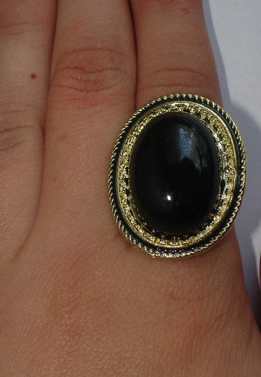 Vintage juodas žiedas