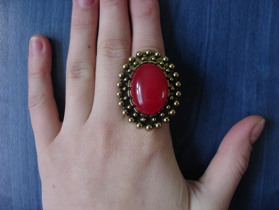 Vintage žiedas raudonas