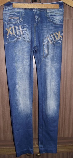 Mėlynos spalvos  leginsai su džinsų imitacija