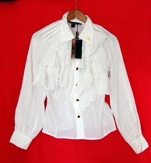 Balti marškinėliai Roberto Cavalli 