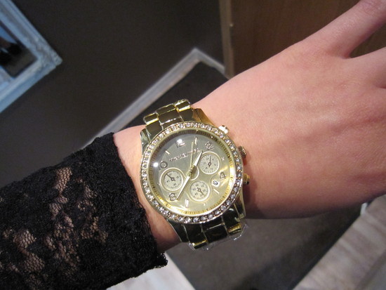 MK Michael Kors auksinis laikrodis su blizguciais