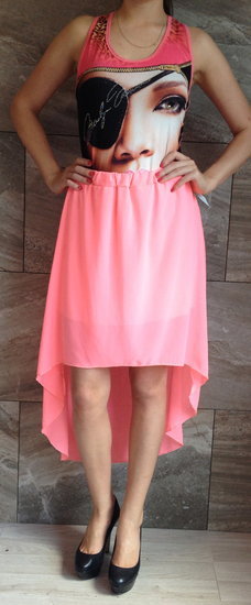 Asimetriškas sijonas! XS-L Pink