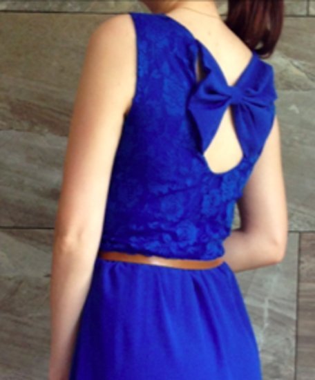 Suknelė gipiūrinė su kaspinu XS-L mėlyna