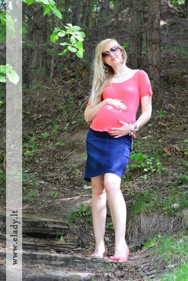 Klasikinis džinsinis sijonas būsimai mamytei