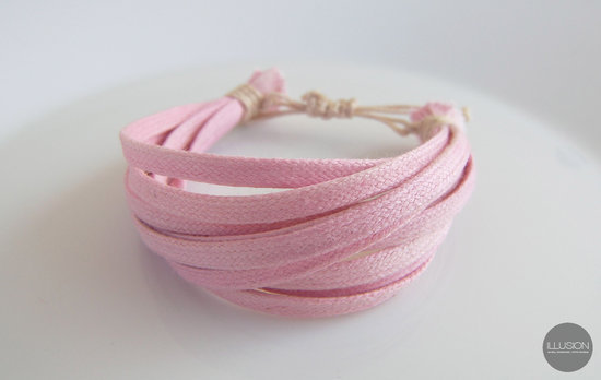 Rožinė virvinė apyrankė