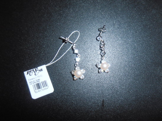 sidabriniai auskarai su perlais ir cirkoniais