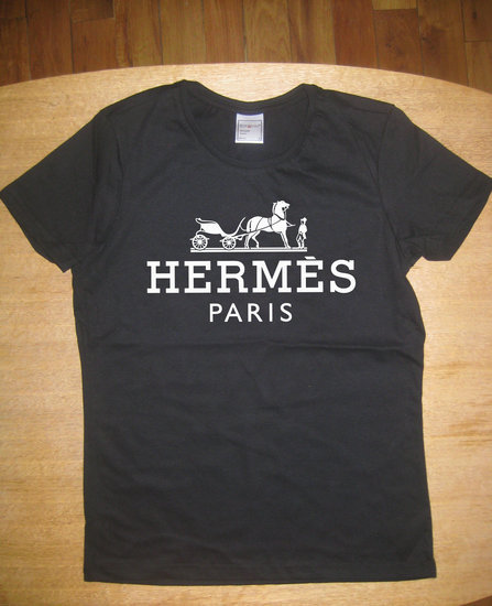 Hermes Paris juodi moteriški marškinėliai