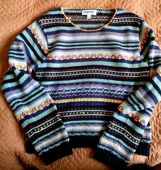 esprit margas trumpas megztinis