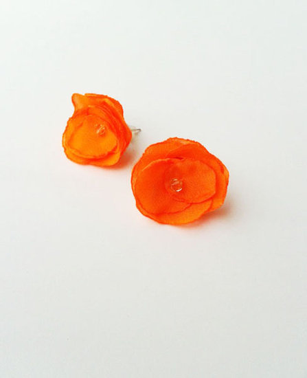Oranžinių gėlių auskarai