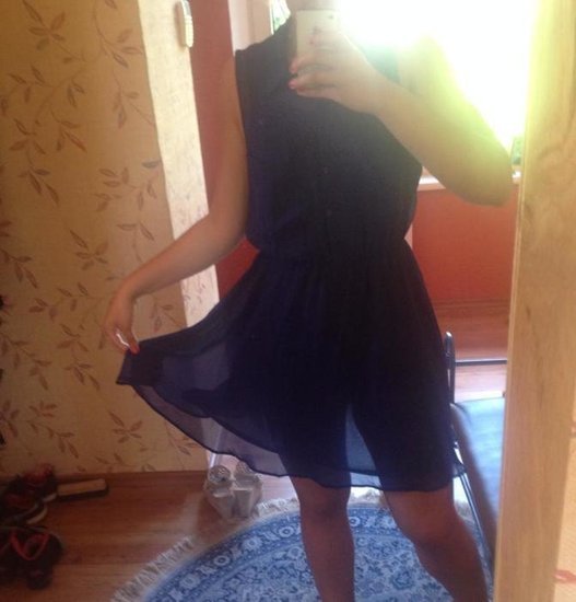 tamsiai mėlyna vasarinė suknelė / H&M
