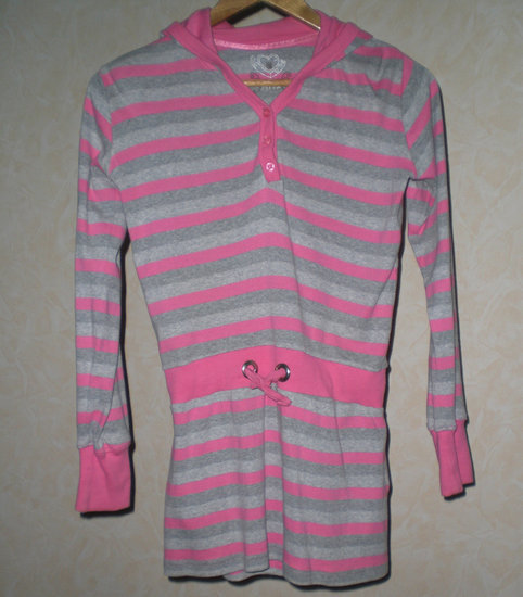 Dryžuotas rožinis megztinis/tunika 