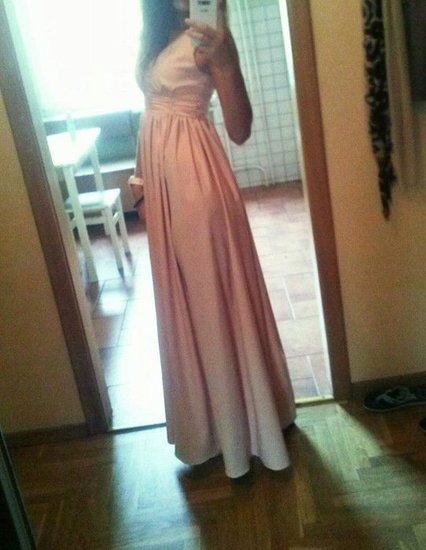 Persikinė/rožinė ilga suknelė