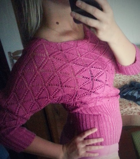 Rožinis megztas megztinukas