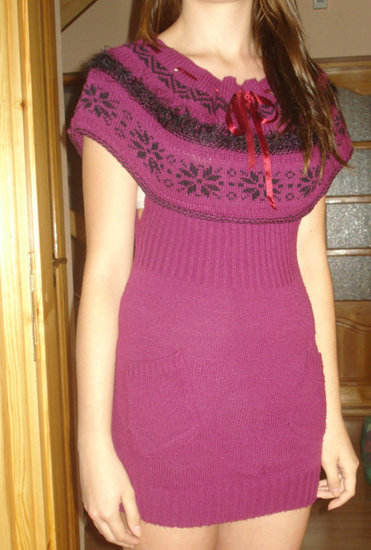 Violetinė megzta suknelė/tunika