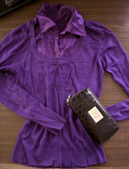 Violetinis megztukas- marškinukai