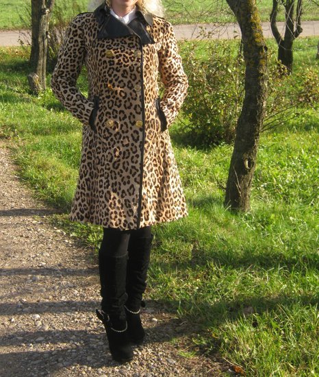 Natūralaus leopardo kailio paltas